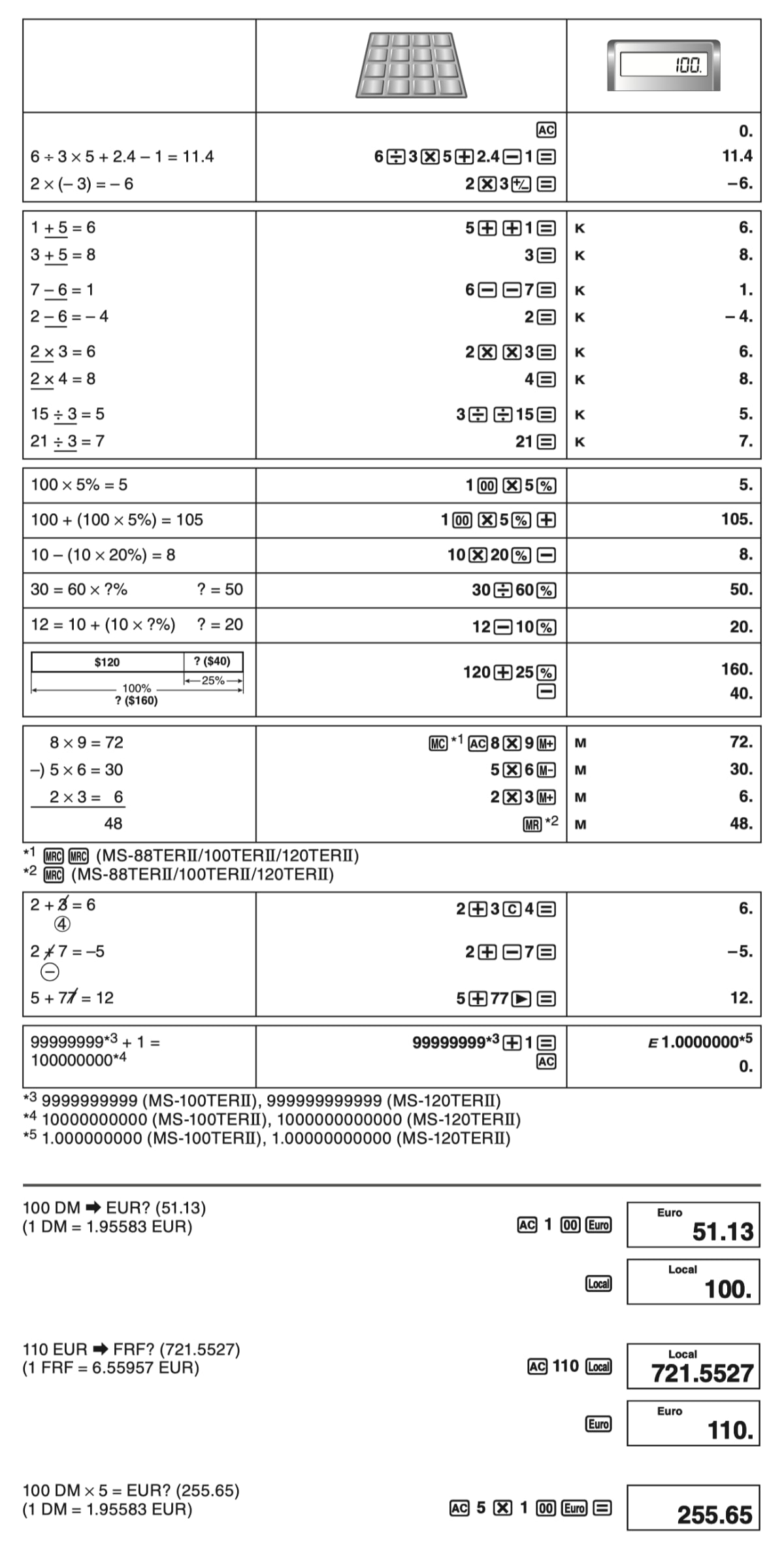 Calculadora de sobremesa Casio MS-80VERII: funciones y ejemplos
